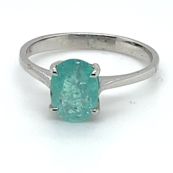 Paraiba Tourmaline 1.05ct Solid 14K White Gold Ring - Picture 4 of 7